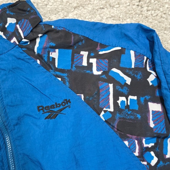 Vintage Reebok Jacket Womens L‎ Blue Full Zip Lightweight Oversized Nylon READ - Picture 4 of 14
